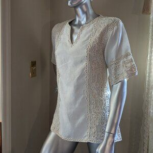 Takasami Linen & Lace Cream Tunic